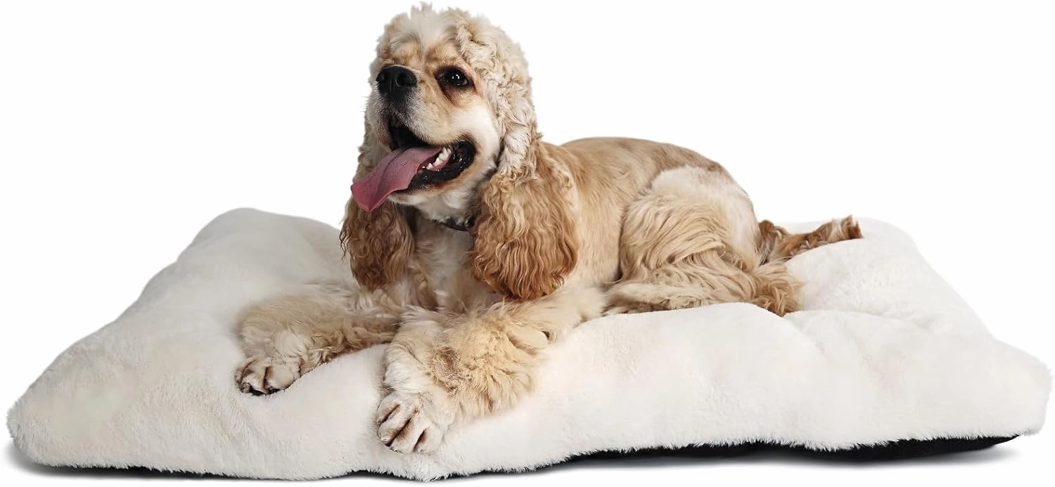 nononfish Dog Crate Bed 36 x 24 for Large Dogs Washable with Anti-Slip Bottom,Extra Soft 36 inch Crate Pad fit Kennel or Cage Pet Sleeping Mat,Fits up to 50 lbs,35" x 23" x 3" Cream White