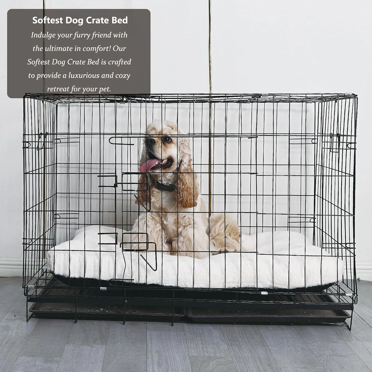 nononfish Dog Crate Bed 36 x 24 for Large Dogs Washable with Anti-Slip Bottom,Extra Soft 36 inch Crate Pad fit Kennel or Cage Pet Sleeping Mat,Fits up to 50 lbs,35" x 23" x 3" Cream White