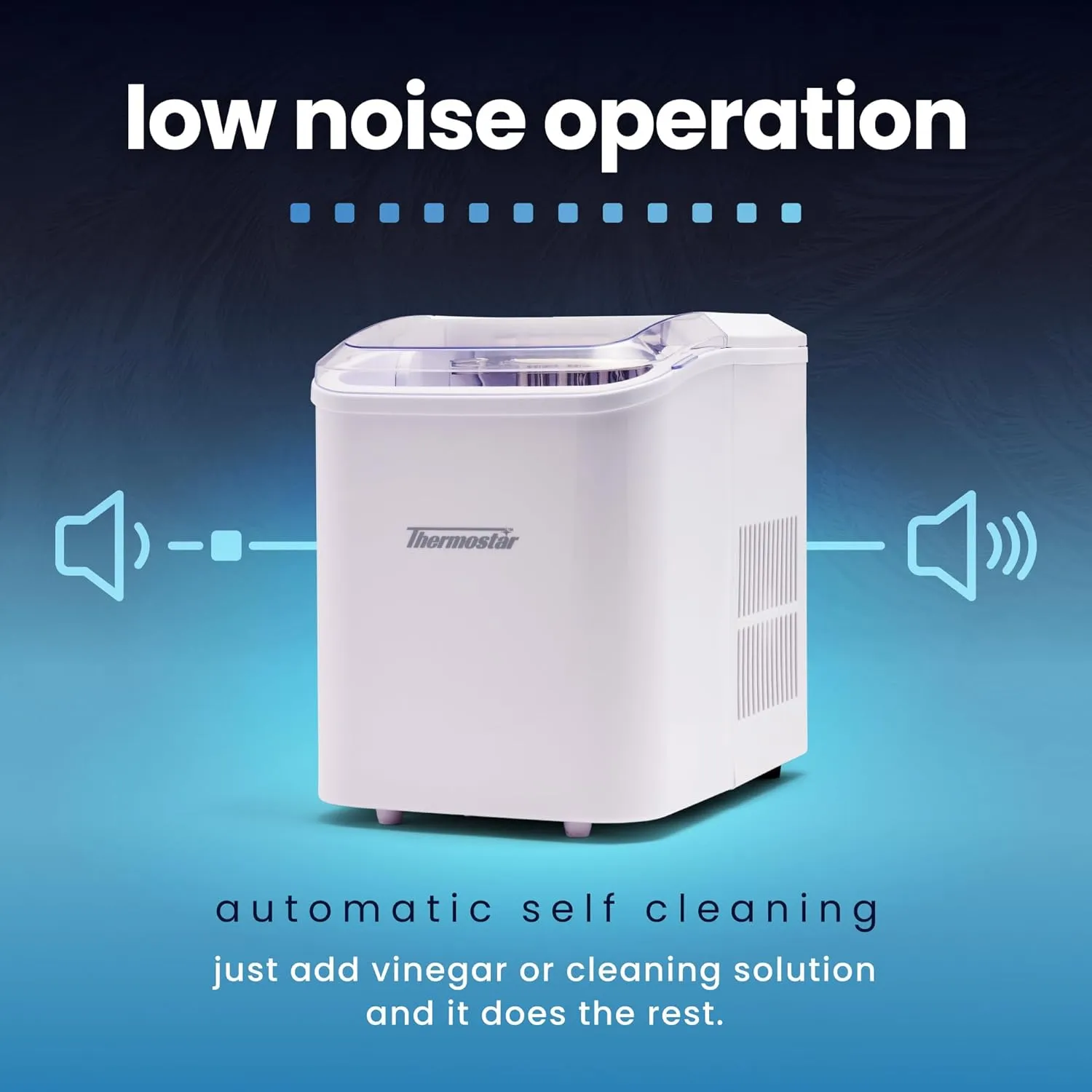 Nostalgia Thermostar Automatic Self-Cleaning Portable Electric Countertop Ice Maker Machine, 26 Pounds in 24 Hours, 9 Ice Cubes Ready in 7 Minutes, with Ice Scoop and Basket, White
