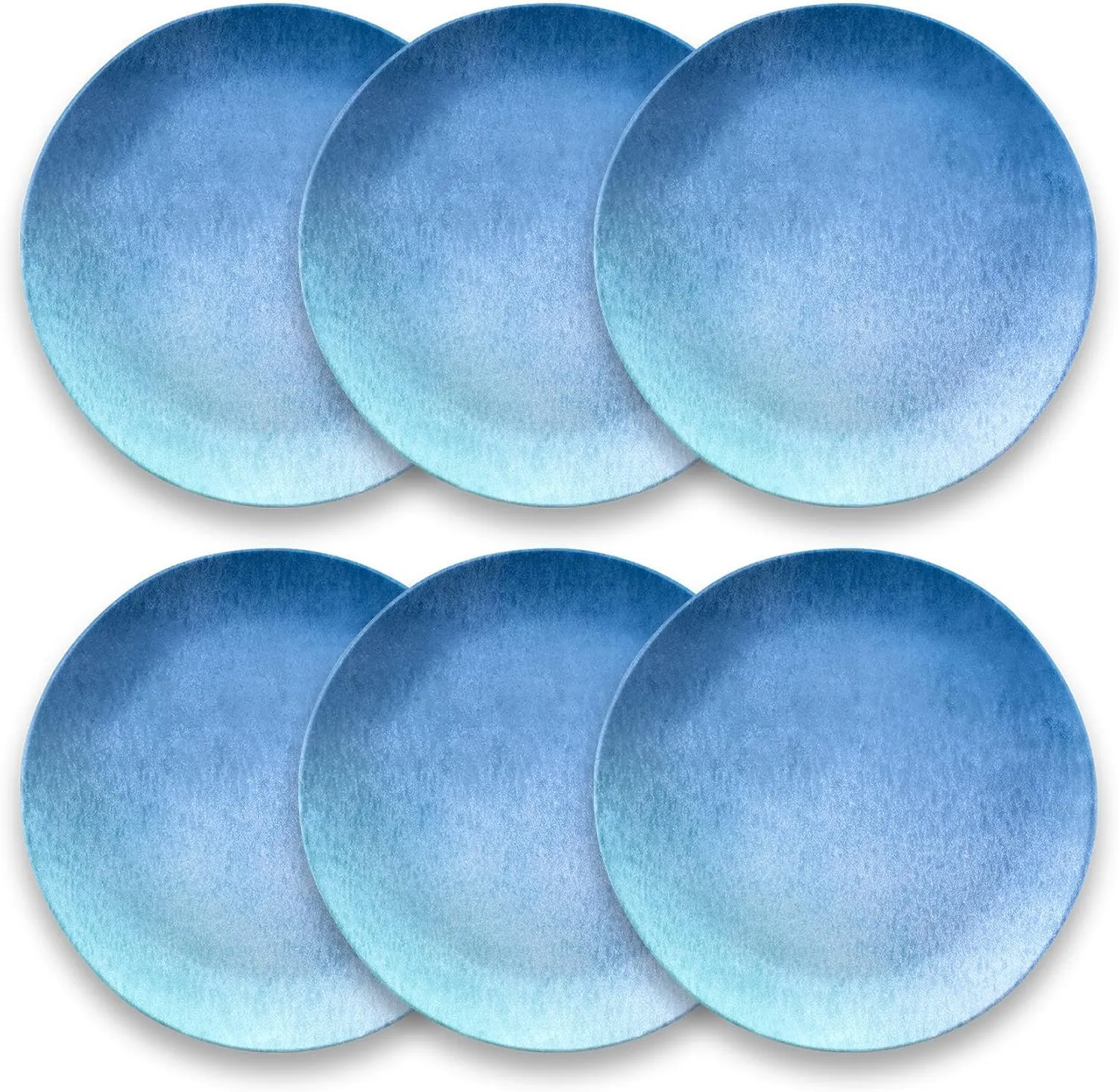 Oceanic Ombre Salad Plates, 8.5", Blue Ombre, Pure Melamine, Indoor/Outdoor, Set of 6