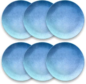 Oceanic Ombre Salad Plates, 8.5", Blue Ombre, Pure Melamine, Indoor/Outdoor, Set of 6