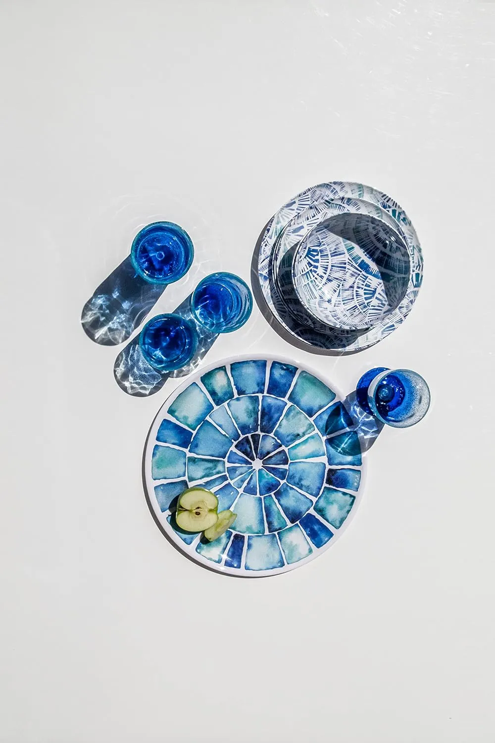 Oceanic Ombre Salad Plates, 8.5", Blue Ombre, Pure Melamine, Indoor/Outdoor, Set of 6