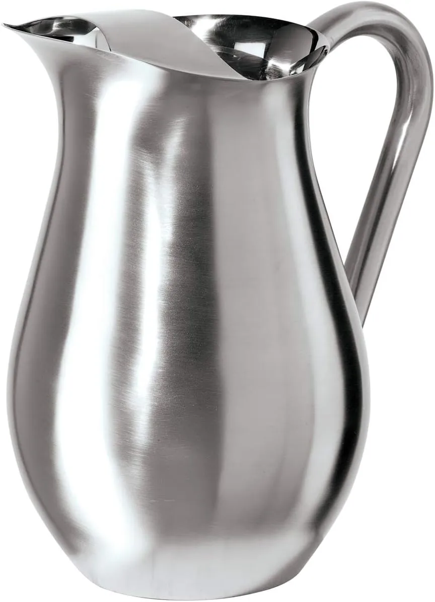 OGGI Stainless Steel Pitcher- Stainless Steel Water w/Ice Guard, Water Carafe, Great Metal Container for Entertaining, Ideal 68oz / 2 Lt Drink Pitcher