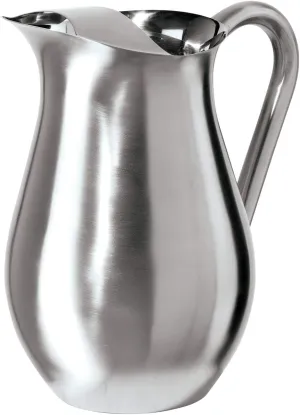 OGGI Stainless Steel Pitcher- Stainless Steel Water w/Ice Guard, Water Carafe, Great Metal Container for Entertaining, Ideal 68oz / 2 Lt Drink Pitcher