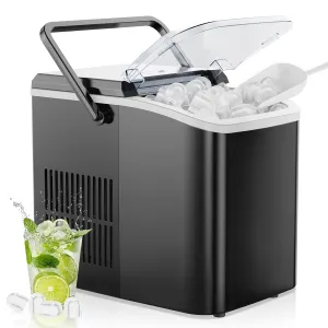 OLIXIS Nugget Ice Maker Machine with Handle,26lbs in 24Hrs,9 Ice Cubes in 6 Mins,Auto-Cleaning Portable Ice Maker with Basket and Scoop, Countertop Ice Maker for Home/Kitchen/Camping/RV, Black