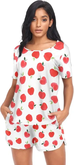 Ollabaky Pajama Set for Women Pjs Set Short Sleeve Sleepwear Women's Lounge Pajama Set