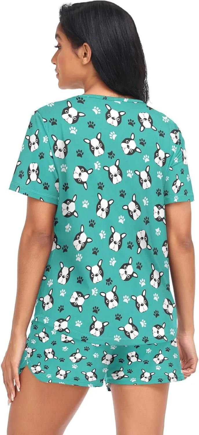 Ollabaky Pajama Set for Women Pjs Set Short Sleeve Sleepwear Women's Lounge Pajama Set