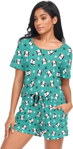 Ollabaky Pajama Set for Women Pjs Set Short Sleeve Sleepwear Women's Lounge Pajama Set