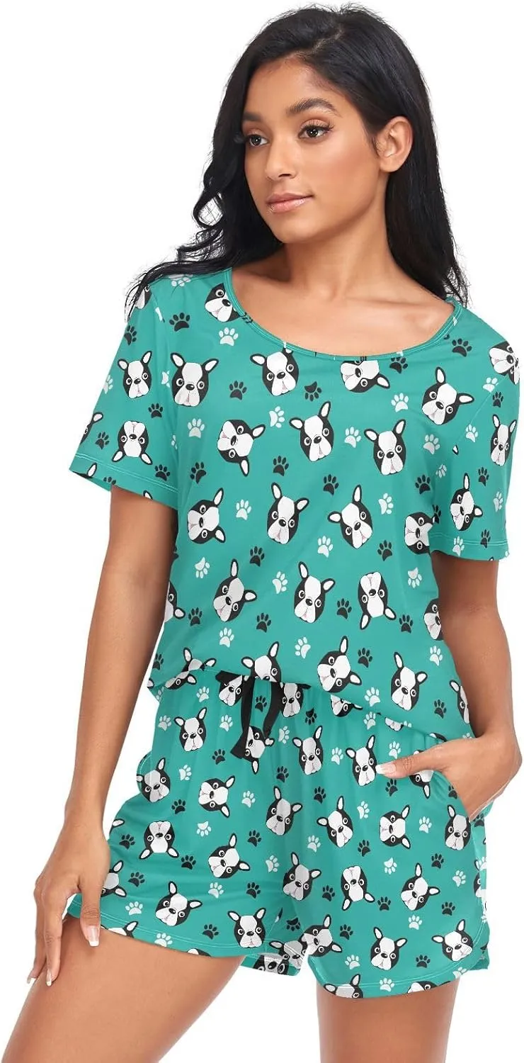 Ollabaky Pajama Set for Women Pjs Set Short Sleeve Sleepwear Women's Lounge Pajama Set