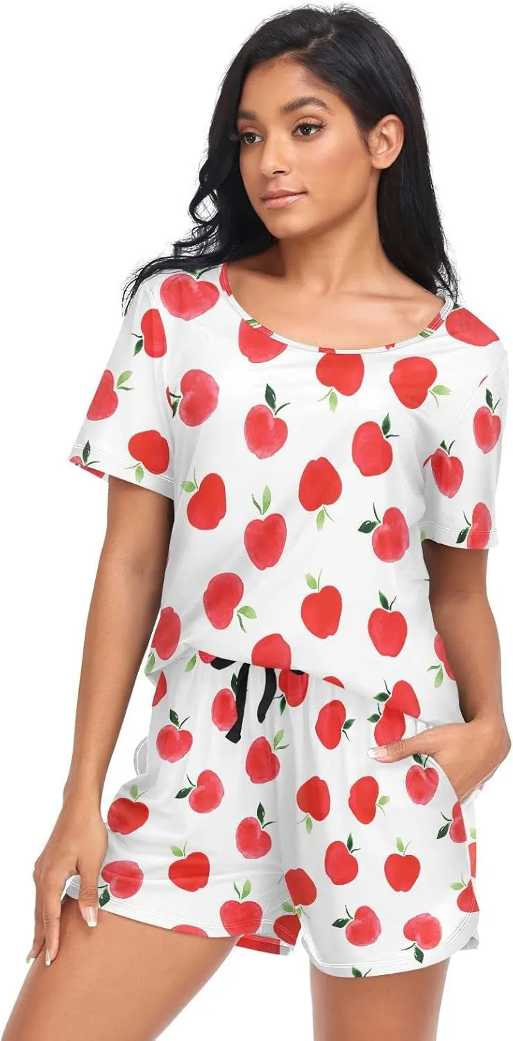 Ollabaky Pajama Set for Women Pjs Set Short Sleeve Sleepwear Women's Lounge Pajama Set