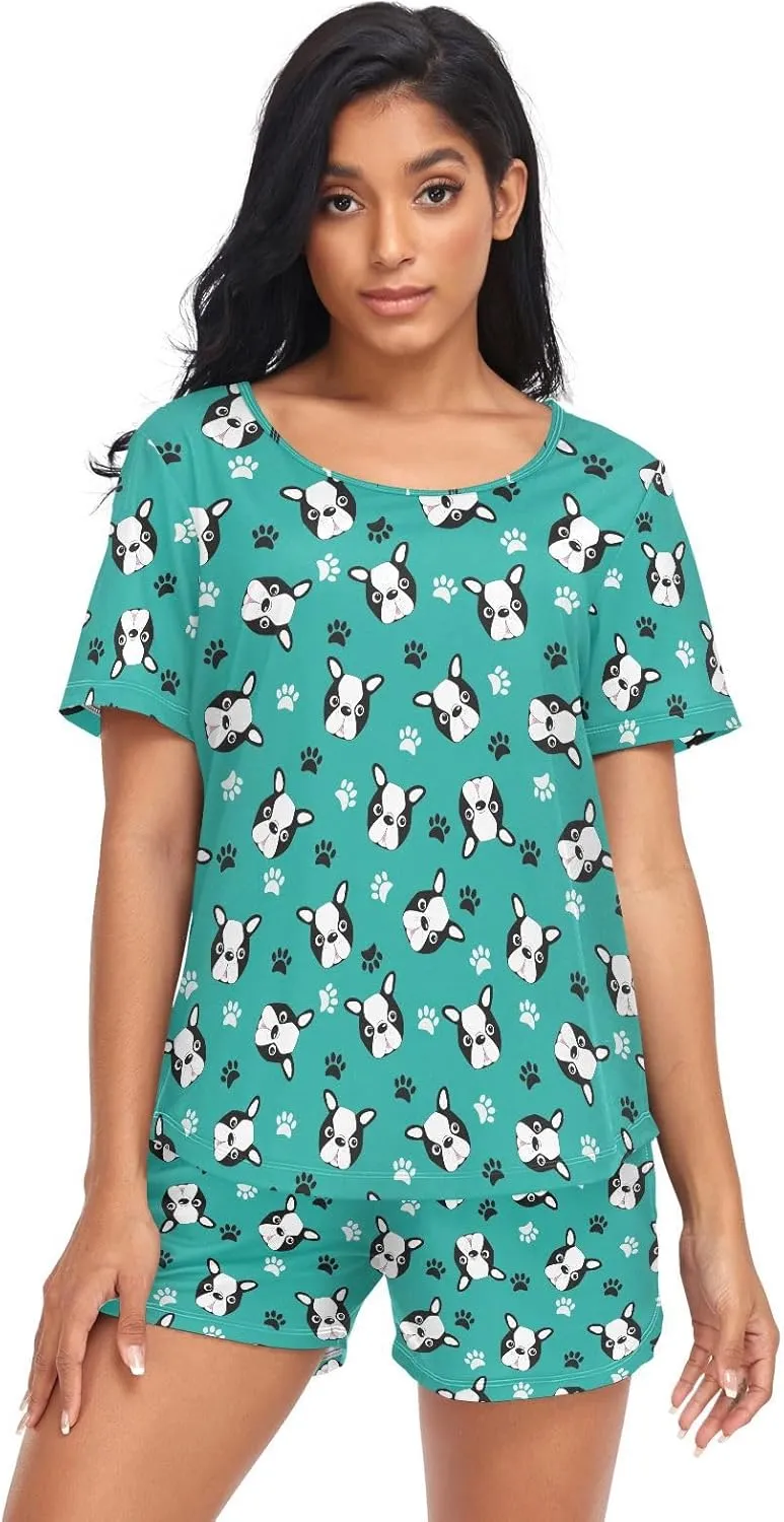 Ollabaky Pajama Set for Women Pjs Set Short Sleeve Sleepwear Women's Lounge Pajama Set
