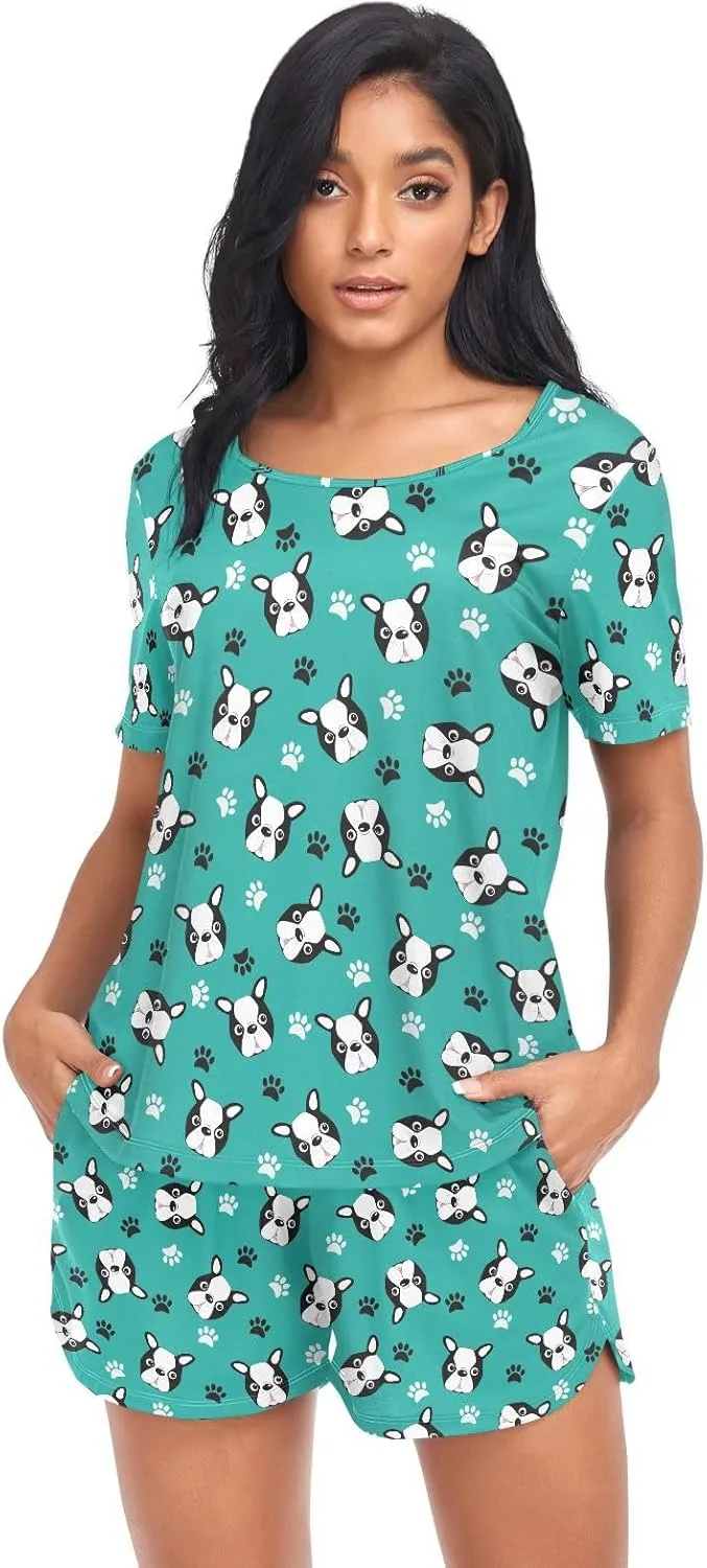 Ollabaky Pajama Set for Women Pjs Set Short Sleeve Sleepwear Women's Lounge Pajama Set