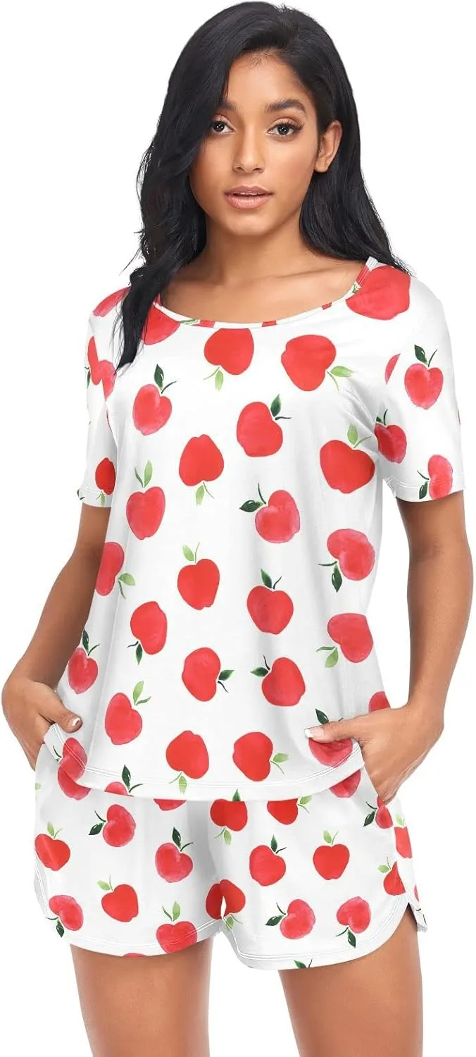 Ollabaky Pajama Set for Women Pjs Set Short Sleeve Sleepwear Women's Lounge Pajama Set