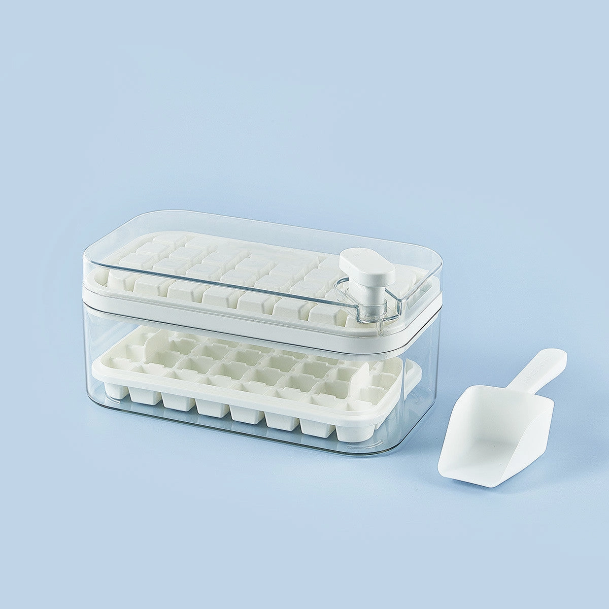 One-button Press Type Ice Mold Box Plastics Ice Cube Maker Ice Tray Mold With Storage Box With Lid Bar Kitchen Accessories