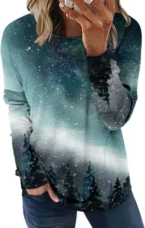 onlypuff Women's Pocket Shirt Graphic Tunic Tops Sweatshirts