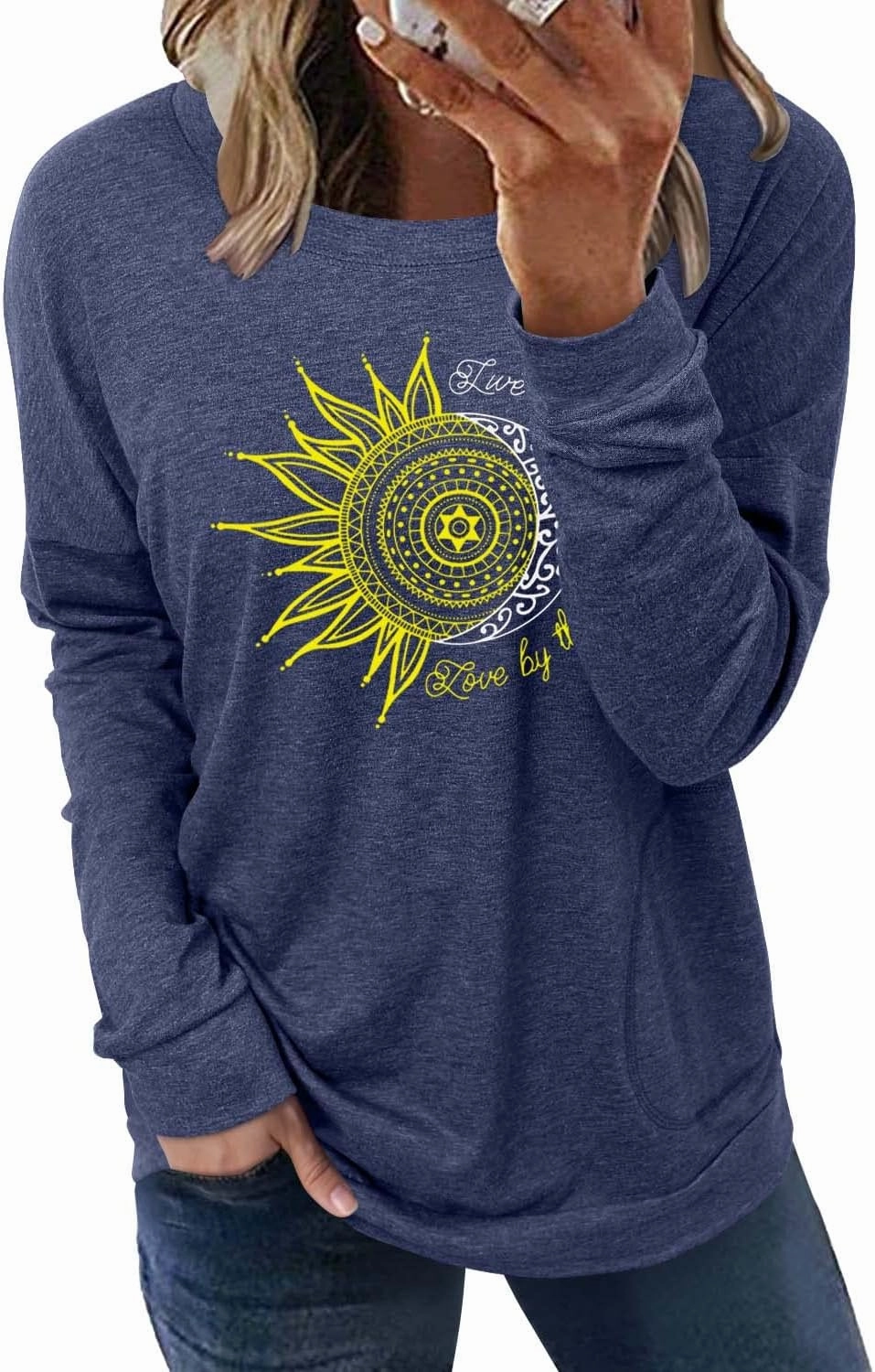 onlypuff Women's Pocket Shirt Graphic Tunic Tops Sweatshirts