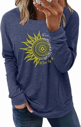 onlypuff Women's Pocket Shirt Graphic Tunic Tops Sweatshirts