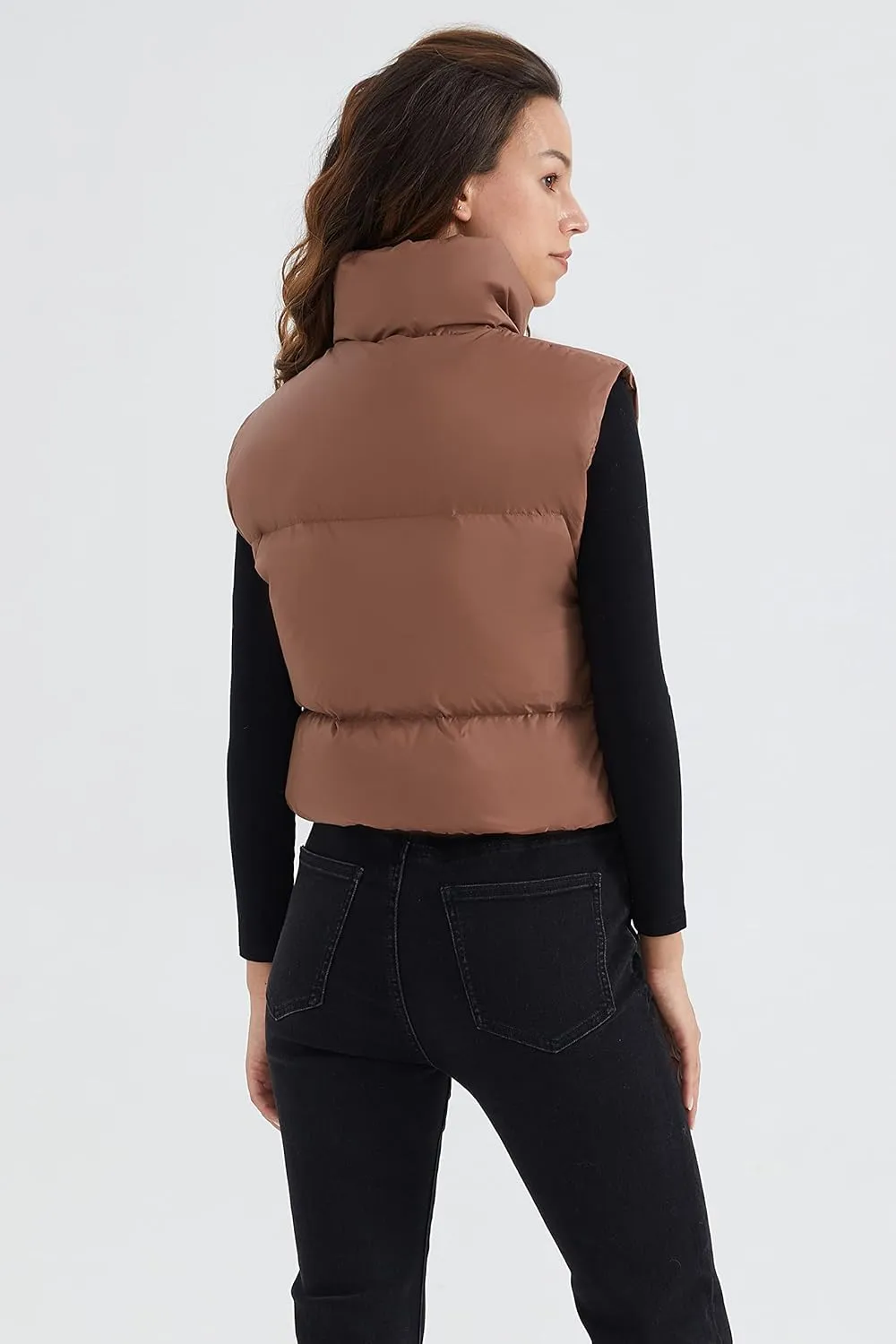 Orolay Women's Cropped Puffer Vest Winter Crop Down Vest Lightweight Sleeveless Outerwear Padded Gilet