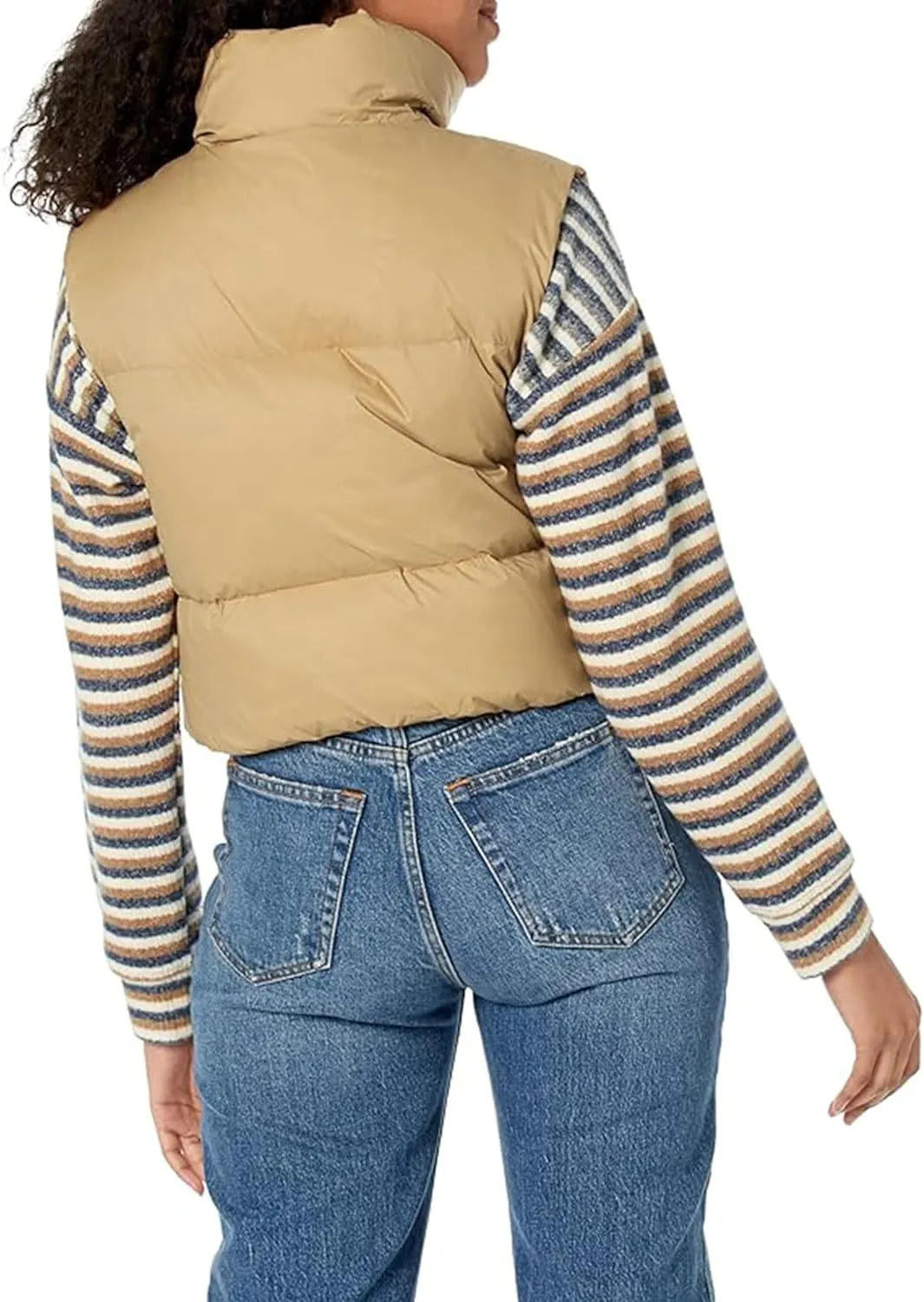 Orolay Women's Cropped Puffer Vest Winter Crop Down Vest Lightweight Sleeveless Outerwear Padded Gilet