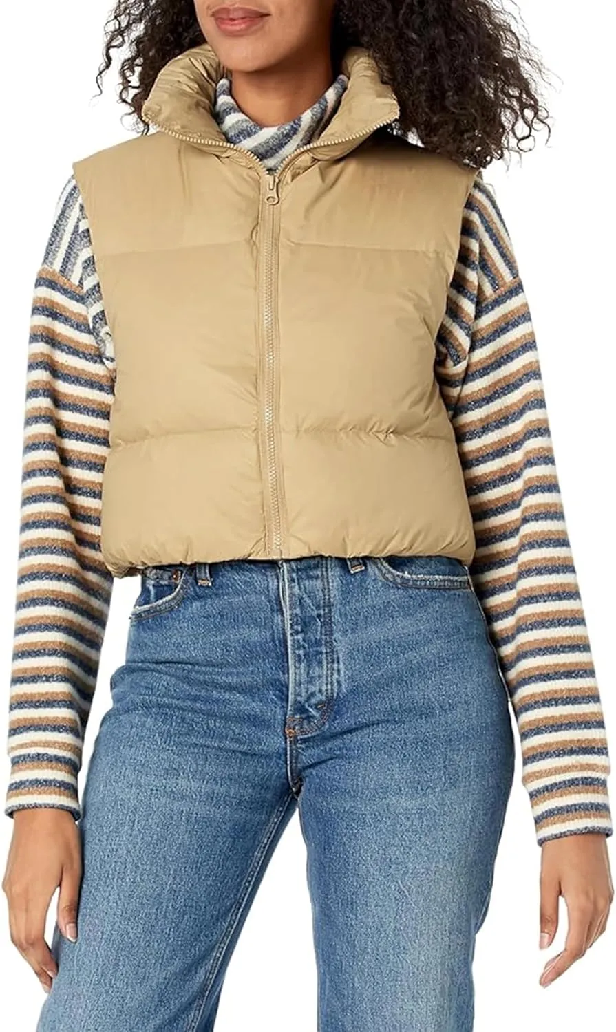 Orolay Women's Cropped Puffer Vest Winter Crop Down Vest Lightweight Sleeveless Outerwear Padded Gilet