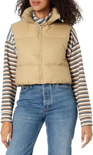 Orolay Women's Cropped Puffer Vest Winter Crop Down Vest Lightweight Sleeveless Outerwear Padded Gilet