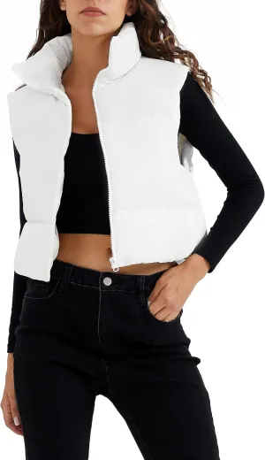Orolay Women's Cropped Puffer Vest Winter Crop Down Vest Lightweight Sleeveless Outerwear Padded Gilet