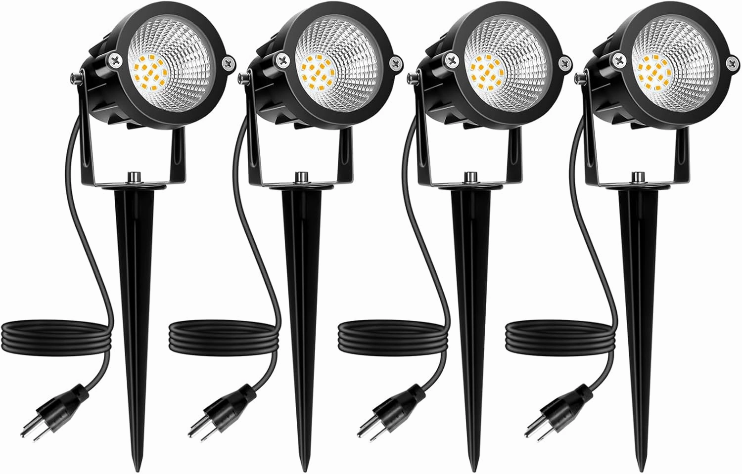 Outdoor Spotlight Warm White 2700K, 10W LED Spot Lights Outdoor for Yard Garden Tree, 120V Plug in Landscape Lighting with IP65 Waterproof for Halloween Christmas Decor, 4 Pack