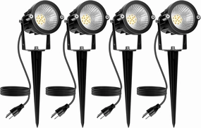 Outdoor Spotlight Warm White 2700K, 10W LED Spot Lights Outdoor for Yard Garden Tree, 120V Plug in Landscape Lighting with IP65 Waterproof for Halloween Christmas Decor, 4 Pack