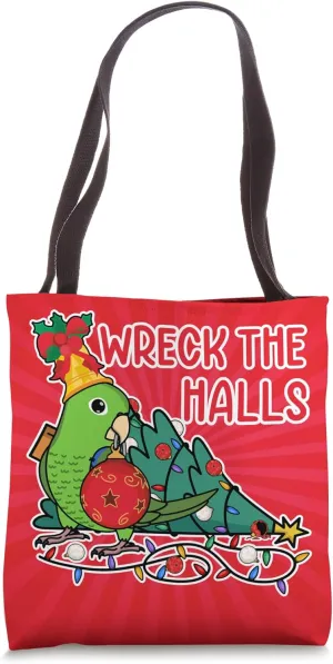 Parrot Wrecks The Halls I Green Parrotlet Tote Bag
