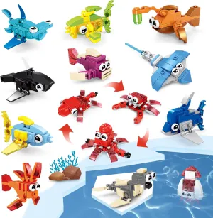 Party Favors for Kids, 36 Kinds of Marine Animals Building Blocks Toy 12 Pack, 322PCS Building Set, Classroom Prizes, Goodie Bag Stocking Stuffers, Ideas for Boys and Girls Ages 6-12 