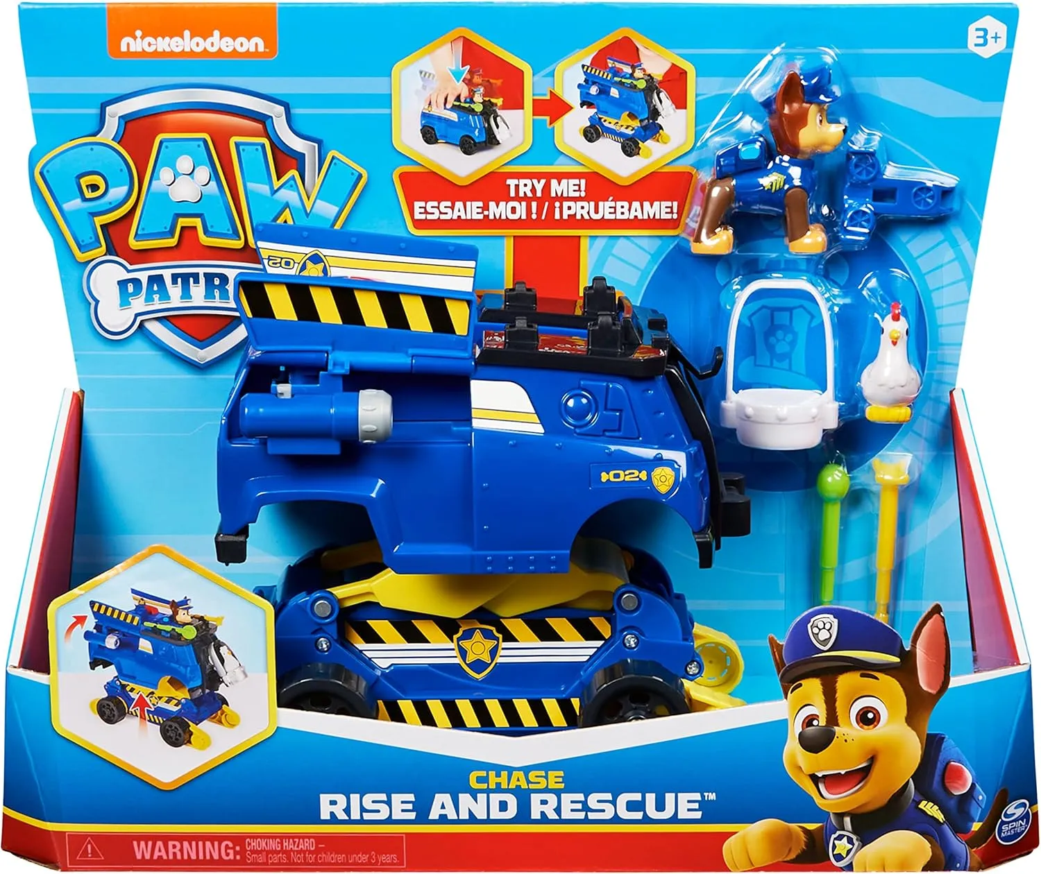 Paw Patrol Chase Rise and Rescue Transforming Toy Car with Action Figures and Accessories, Kids’ Toys for Ages 3 and up