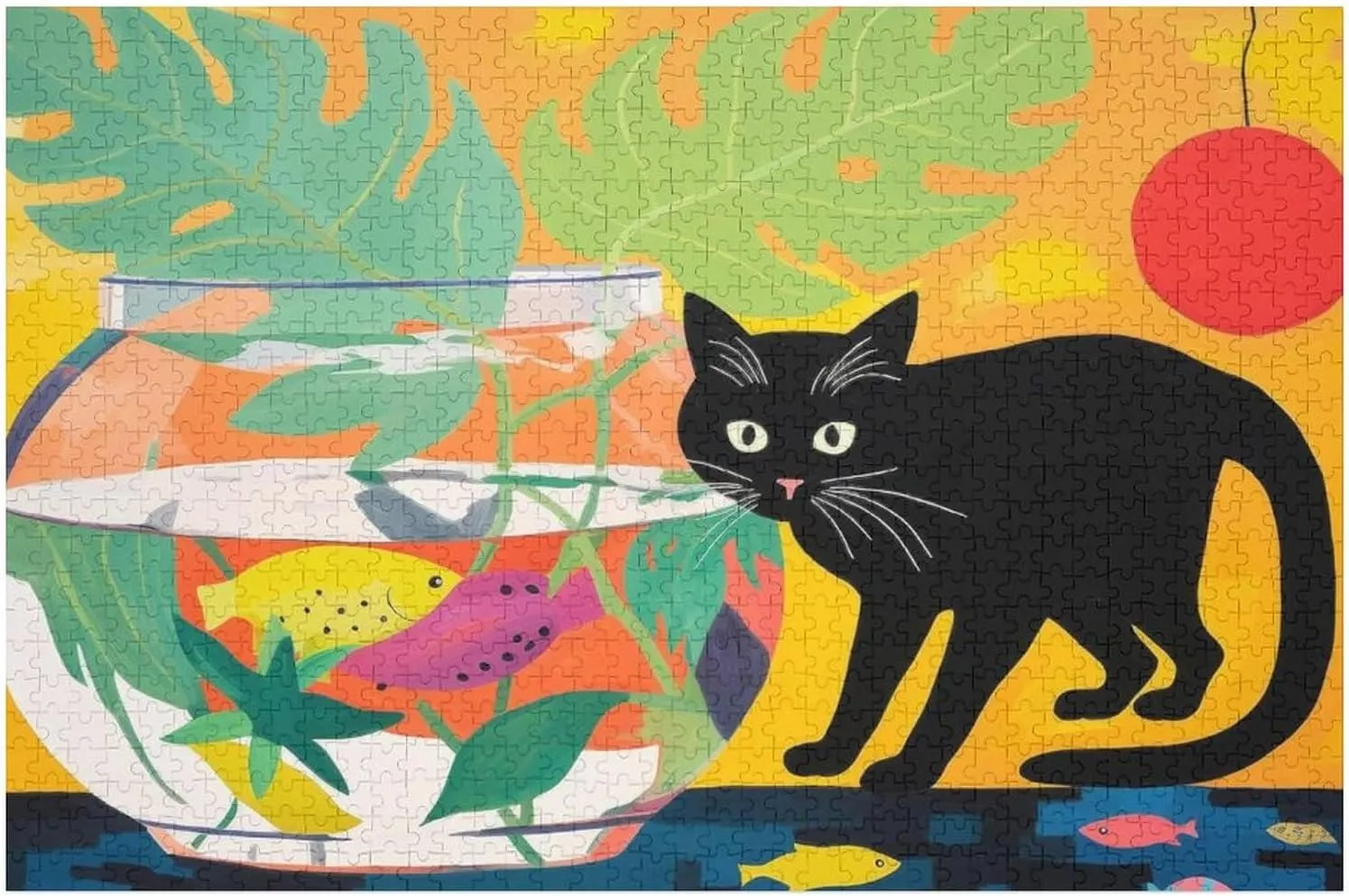 Paws & Reflect A Fishbowl Caper 500 Piece Jigsaw Puzzle for Adults Humorous Challenge Colorful Imagery and Whimsical Cat Antics Gift for Women Men 20.5x15 Inch