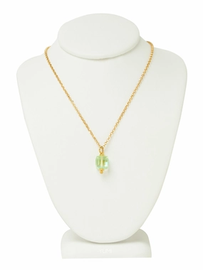 Peridot Green Crystal Cube Necklace