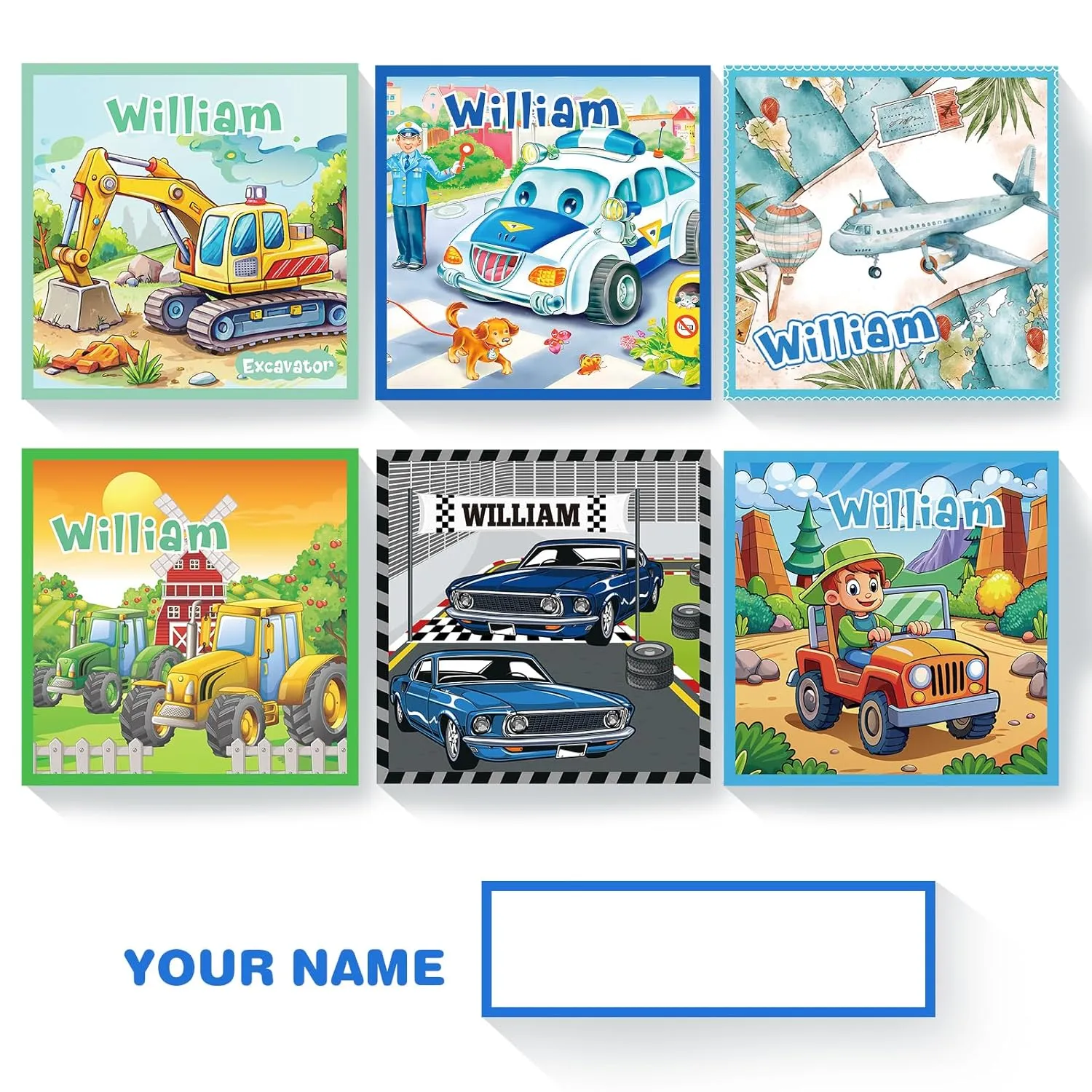 Personalized Name Wooden Cube Puzzles for Toddler Boys 2-4 Years Custom 6 Puzzles in 1 Cars Puzzles for Preschool Kids 9 PCS Puzzle with Storage Tray