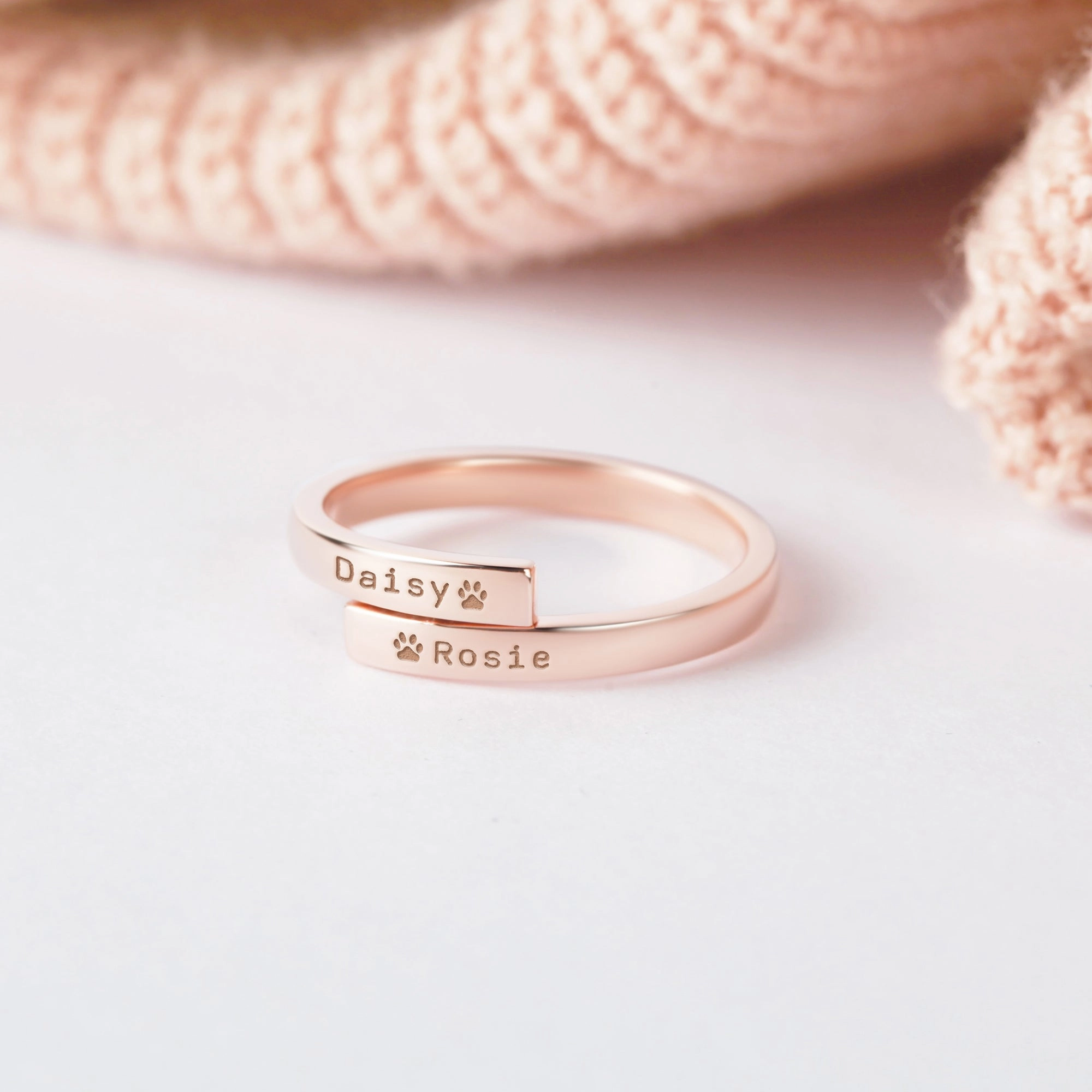 Personalized Pet Name Ring - 925 Sterling Silver, 18K Gold Plated, Dog or Cat Lover Gift, Pet Loss Sympathy Gift