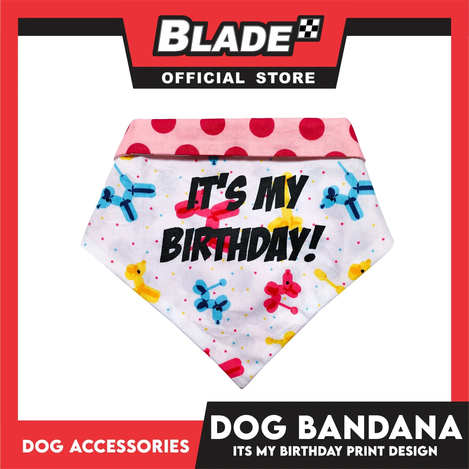 Pet Bandana Collar Scarf Reversible Its's My Birthday! Designs DB-CTN28L (Large) Perfect Fit For Dogs And Cats, Breathable, Soft Lightweight Pet Bandana