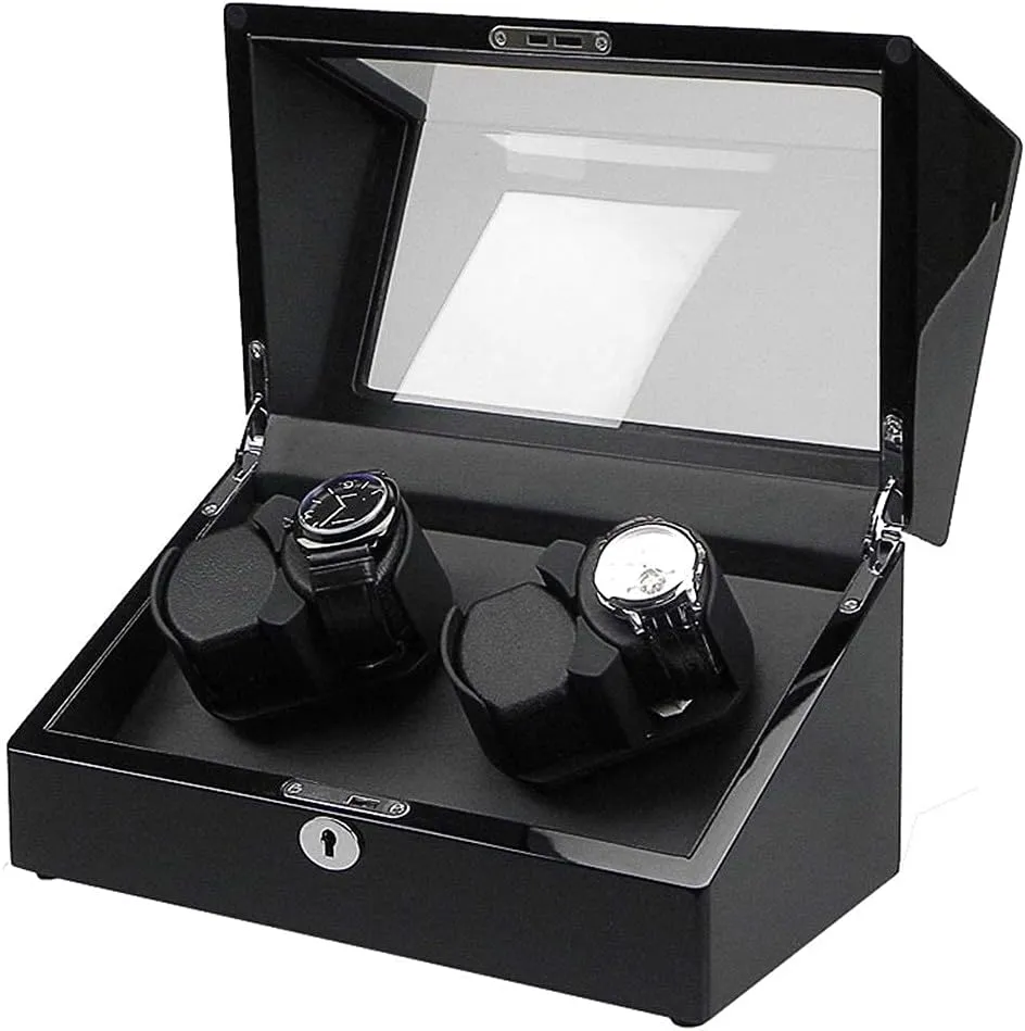 Piano Paint Automatic Watch Winder Box, 5 Roating Mode, Watch Display Storage Box, Mute Motor, Transparent Window, Contains Watch Pillow (4 0)