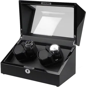 Piano Paint Automatic Watch Winder Box, 5 Roating Mode, Watch Display Storage Box, Mute Motor, Transparent Window, Contains Watch Pillow (4 0)
