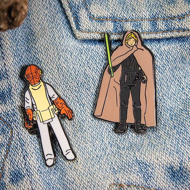 Pin Kings Official Star Wars Enamel Pin Badge Set 1.26 – Admiral Ackbar and Luke Skywalker (Jedi Knight Outfit)