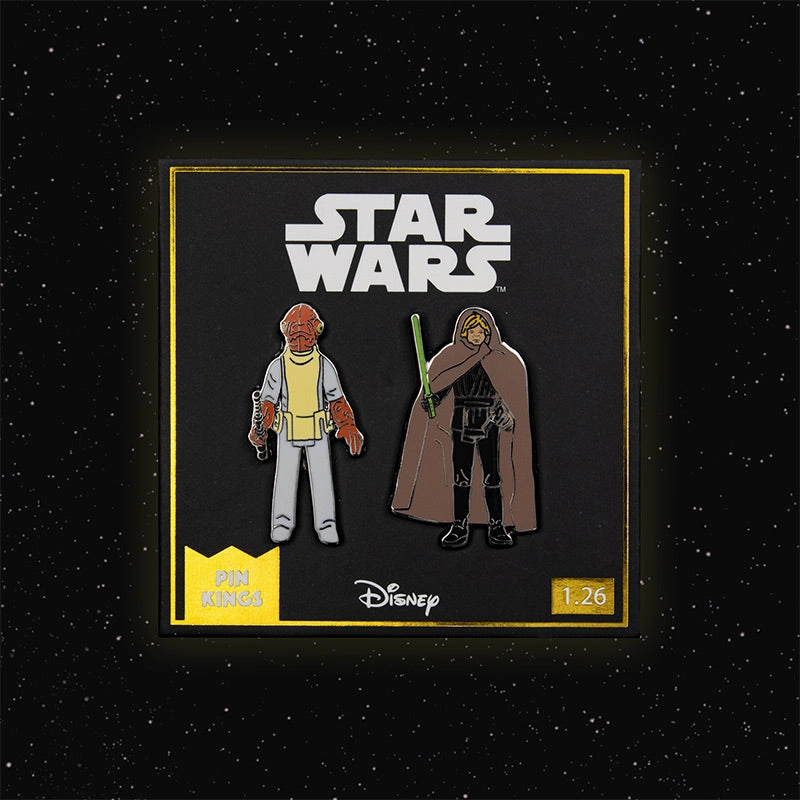 Pin Kings Official Star Wars Enamel Pin Badge Set 1.26 – Admiral Ackbar and Luke Skywalker (Jedi Knight Outfit)