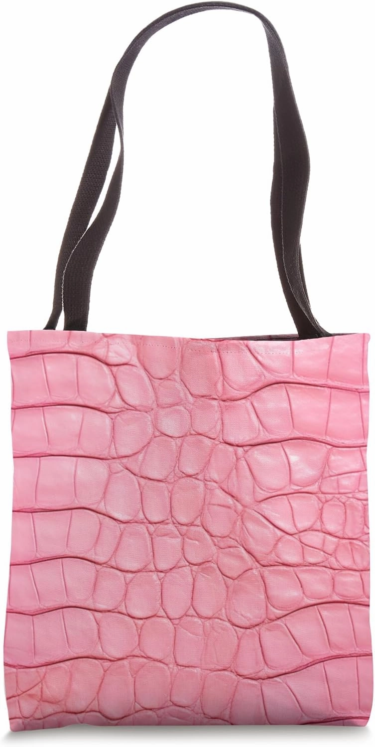 Pink Reptile Skin Alligator Lizard Crocodile Snake Pattern Tote Bag
