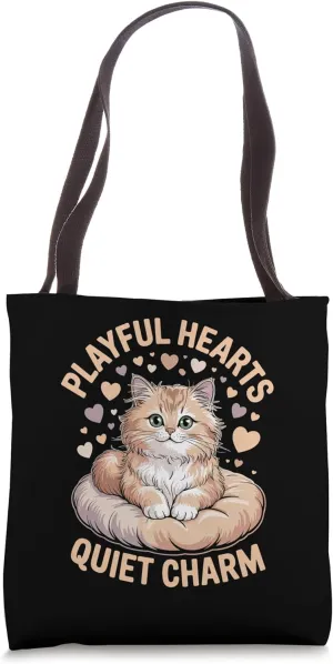 Playful Hearts Quiet Charm Cat Lover Feline Pet Meow Cats Tote Bag