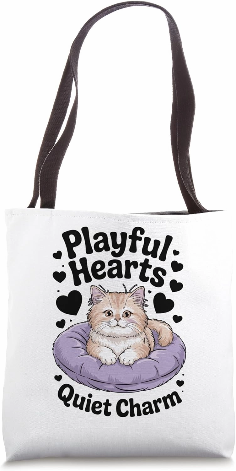 Playful Hearts Quiet Charm Cat Lover Feline Pet Meow Cats Tote Bag