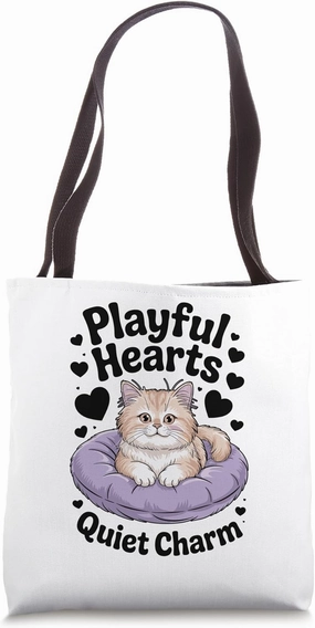 Playful Hearts Quiet Charm Cat Lover Feline Pet Meow Cats Tote Bag