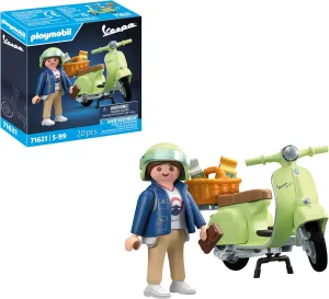 PLAYMOBIL Cars 71621 1969 Vespa 150 Sprint Veloce, Light Green, Faithfully reproduced Model for Collectors and Automotive Enthusiasts, Includes a Variety of Accessories and Saddles