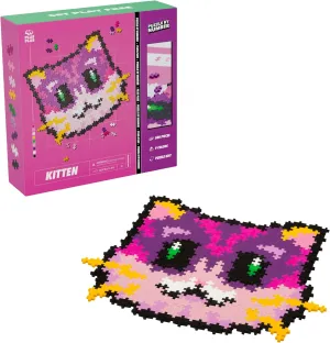 Plus Plus Puzzle By Number, 500 Piece Mini Interlocking Hashtag Color Blocks, 3D Pixel Art Kit for Kids - Kitten