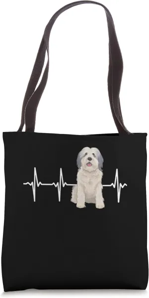 Polish Lowland Sheepdog Heartbeat Dog Lover Tote Bag