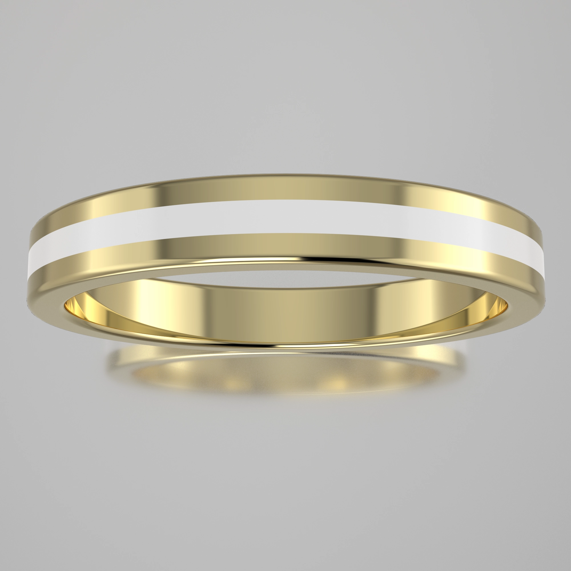 Polished Yellow Gold 3mm Stacking Ring White Resin