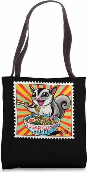 Pop Japanese Art Postage Stamp Wildlife Sugar Glider Ramen Tote Bag