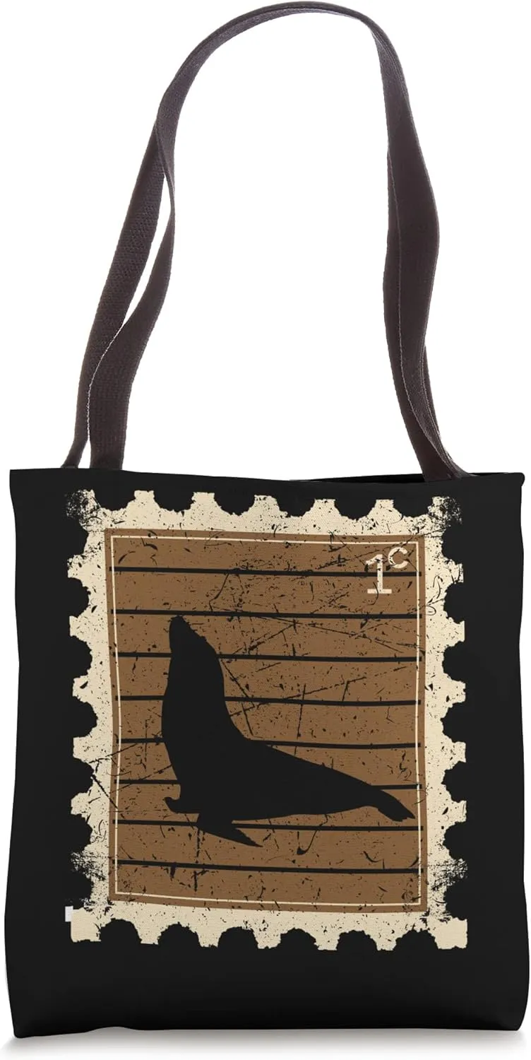 Postage Stamp with a Harbor Seal Tote Bag